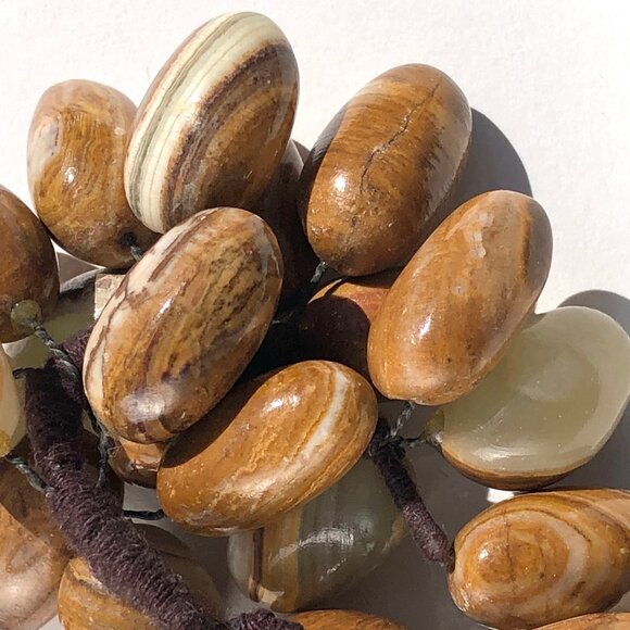 pair of grape clusters natural polished agate stones brown rock fruit AS IS - Picture 7 of 9